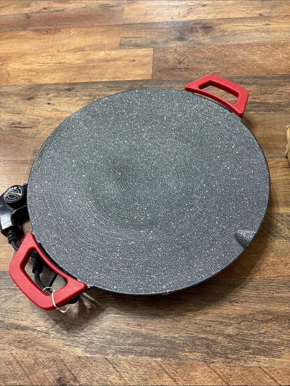 Electric Nonstick Crepe Griddle with Red Handles